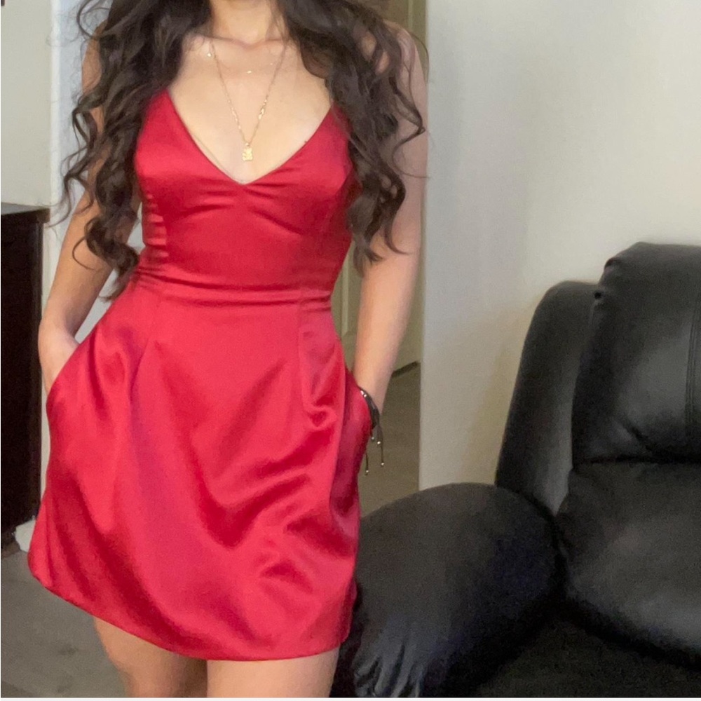 Elegant Red Satin Dress